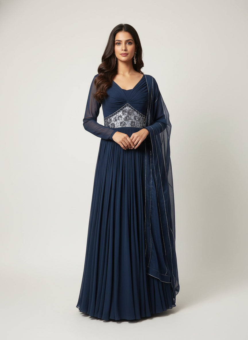 LADIES GOWN +DUPATTA LS